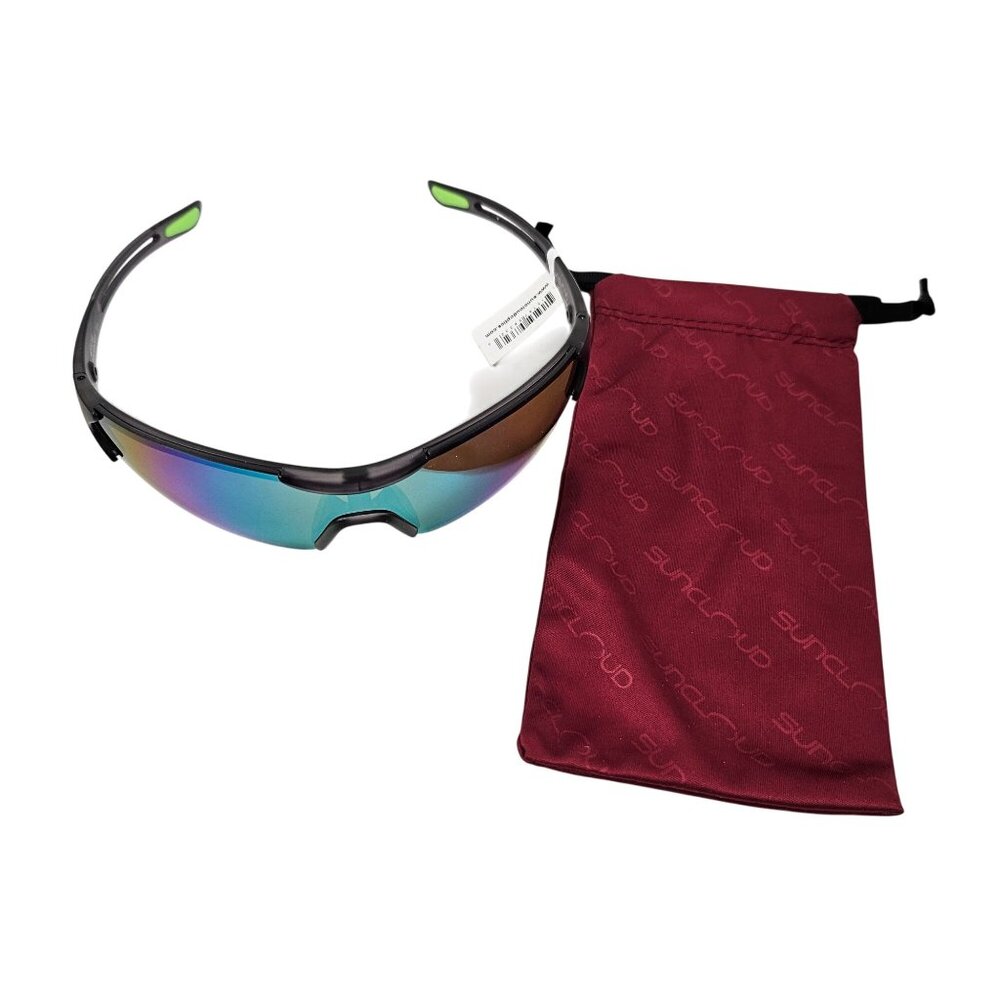 Suncloud Hotline Polarized Sunglasses Matte Smoke/Polar Green Mirror Sports Case